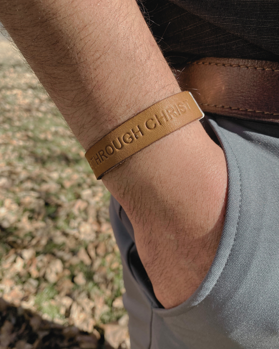 Philippians 4:13 Genuine Leather Bracelet