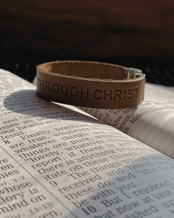 Philippians 4:13 Genuine Leather Bracelet